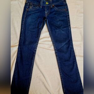 ❤️Rare True Religion Joey Jeans Low Rise Yellow Button Women’s 29 *Y2K